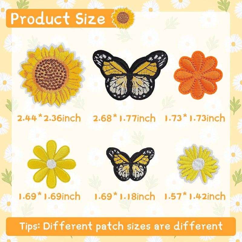 RF-patch 42 Pcs Flower Iron on Patches, Embroidered Butterfly Iron on/Sew on Patches for Clothes, Hats, Dress, Backpacks - Image 2